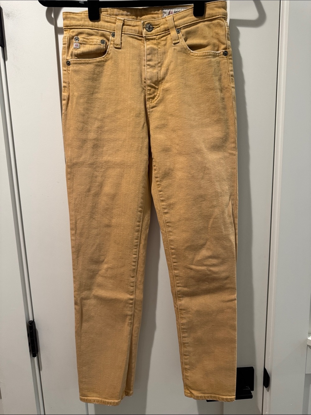 Ag Adriano Goldschmied Slim Straight Jeans in Mustard